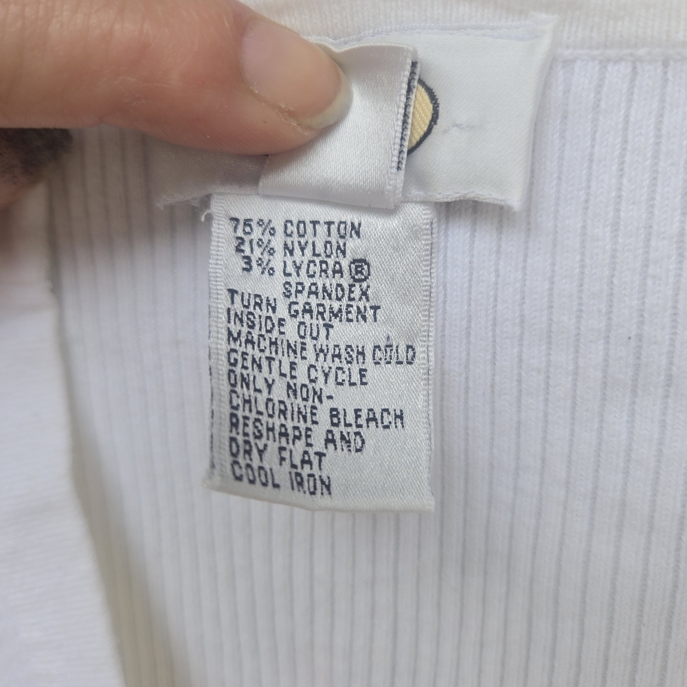 Talbots- Women's- White- Ribbed- Fitted- Long Sleeve- Polo Blouse- Size Small - Picture 4 of 5